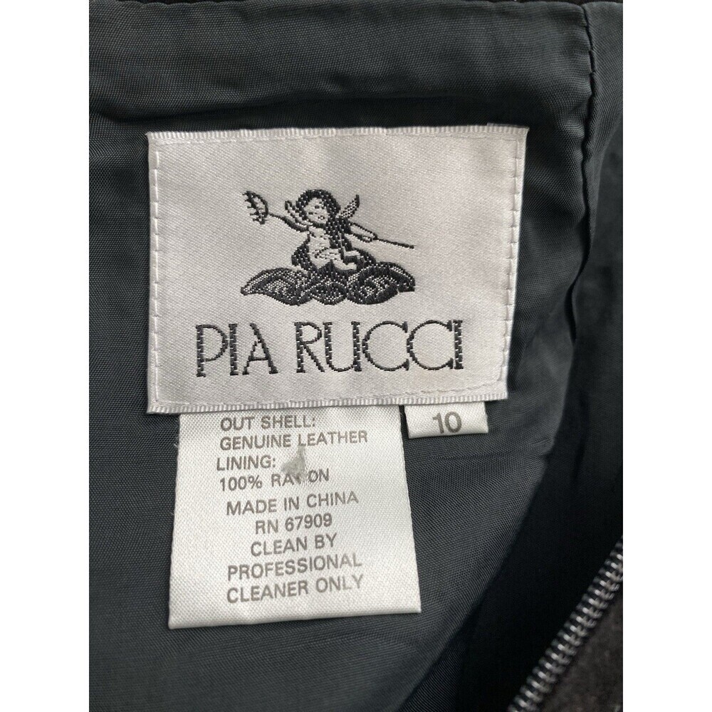 Vintage Pia Rucci Suede Leather Skirt Women's Size 10 Black Embroidered Beaded - Picture 4 of 4